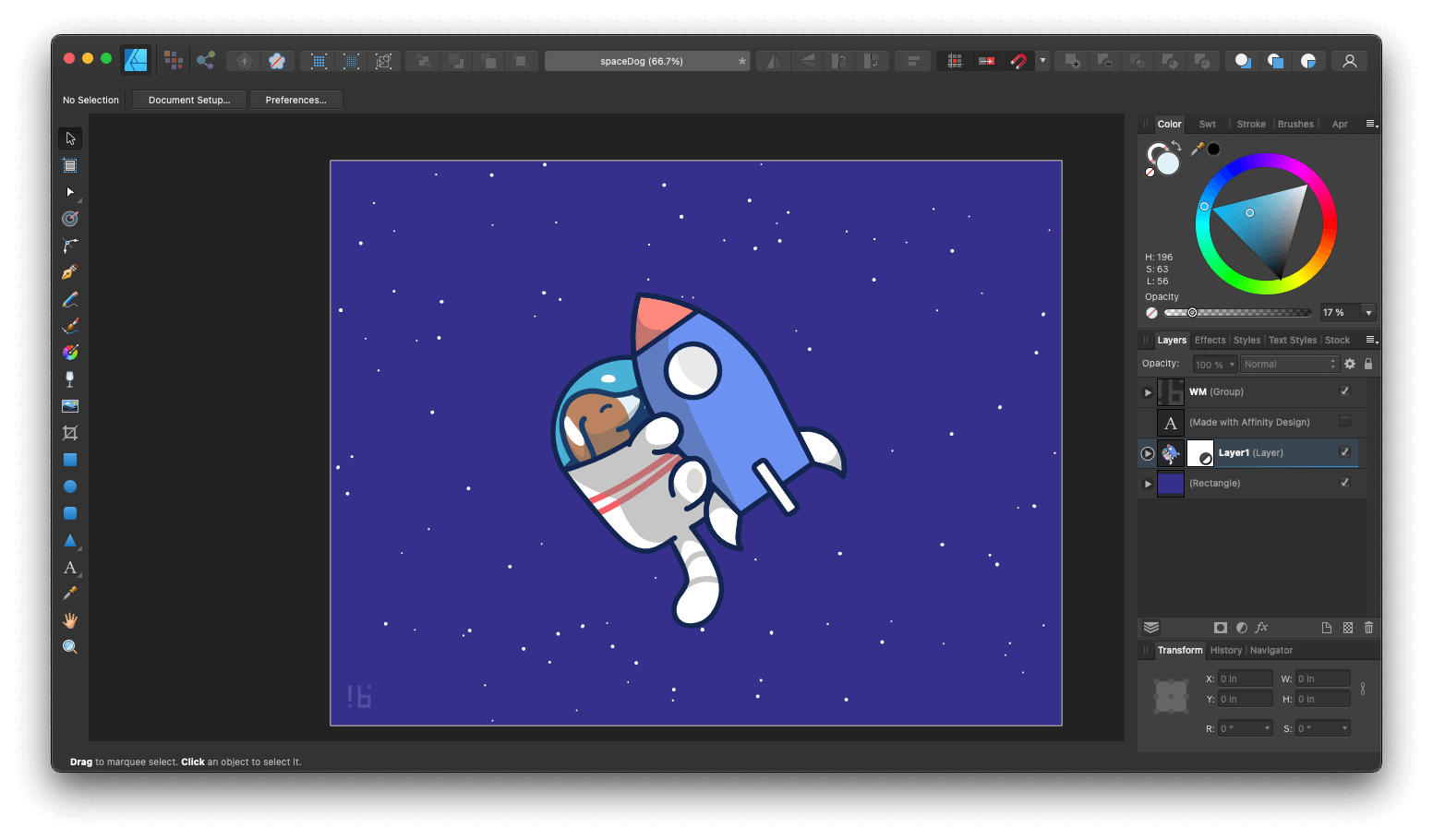 Space Dog in Affinity Designer