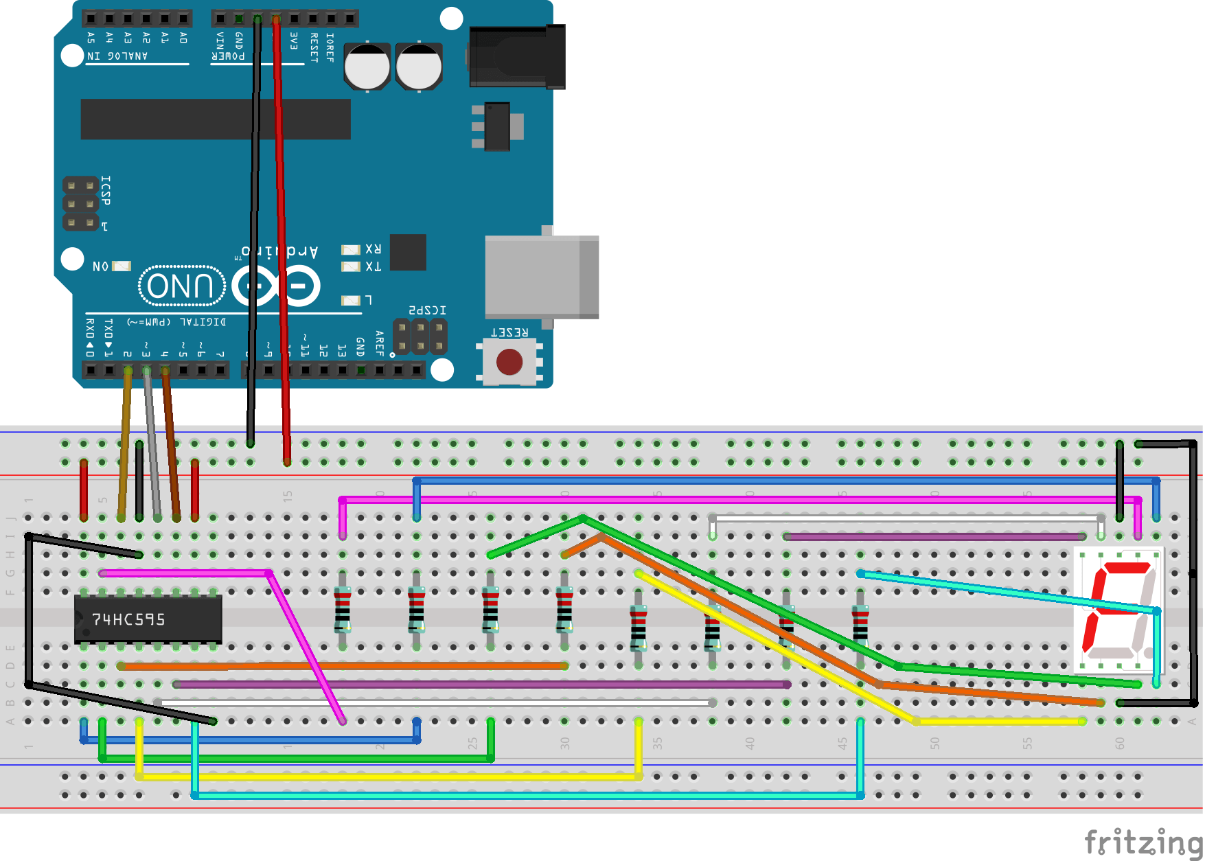 Diagram of the seven segment display project